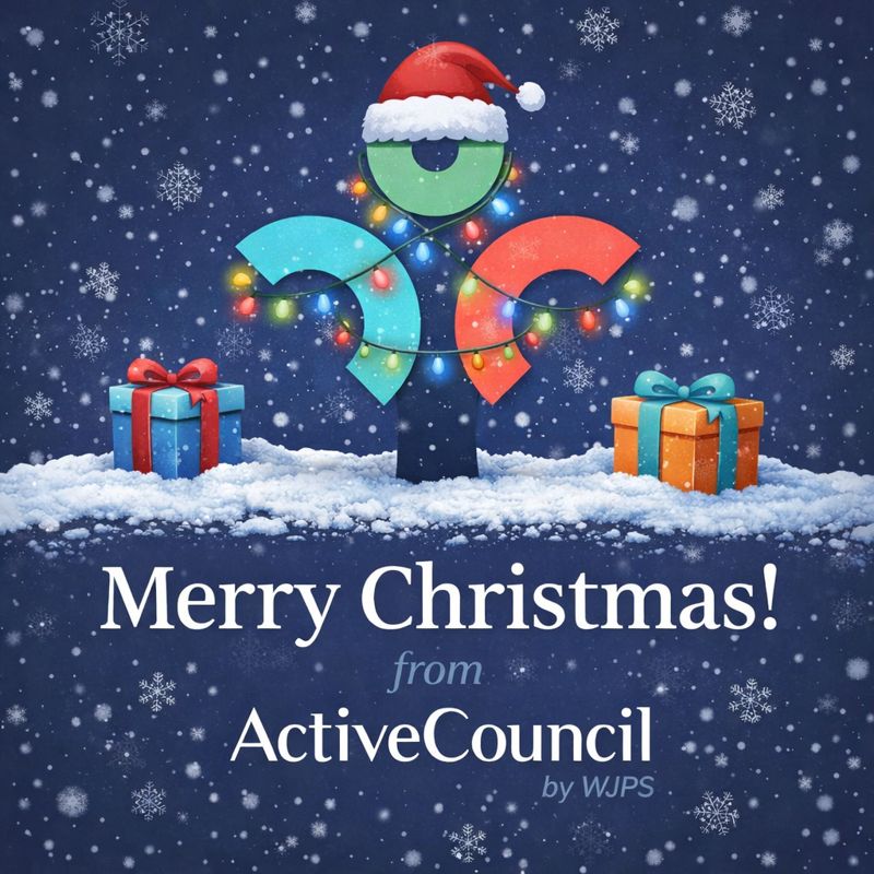 Active Council with Christmas lights and a father christmas hat on